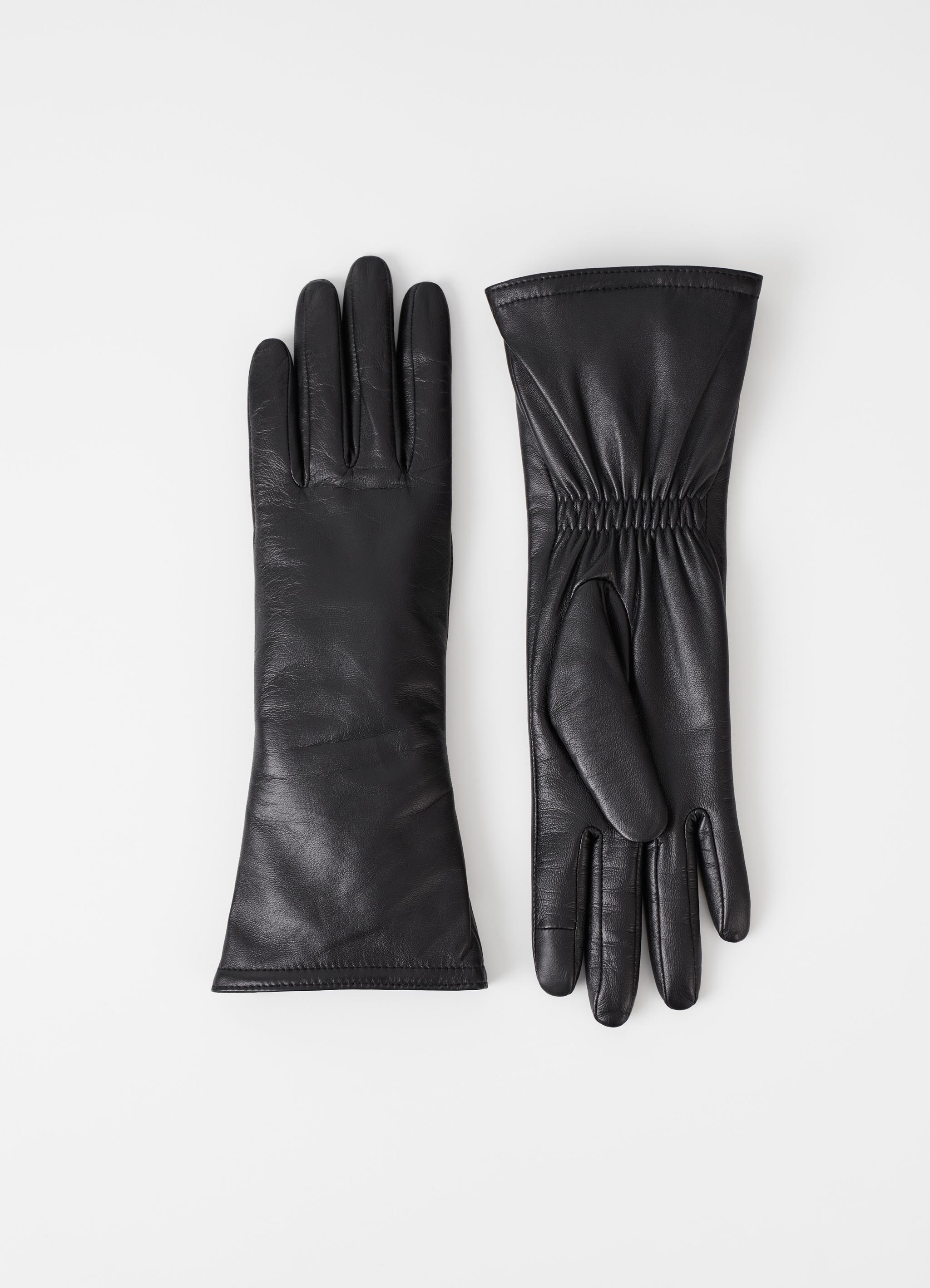 Long glove w | Gloves | Black | Leather | Woman | Vagabond