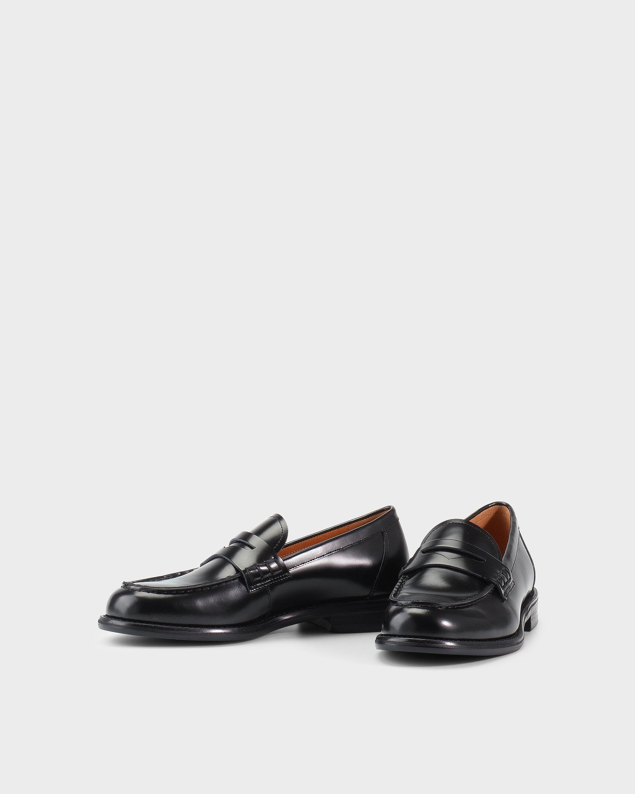 Linn mocasini Negru, Piele Polido