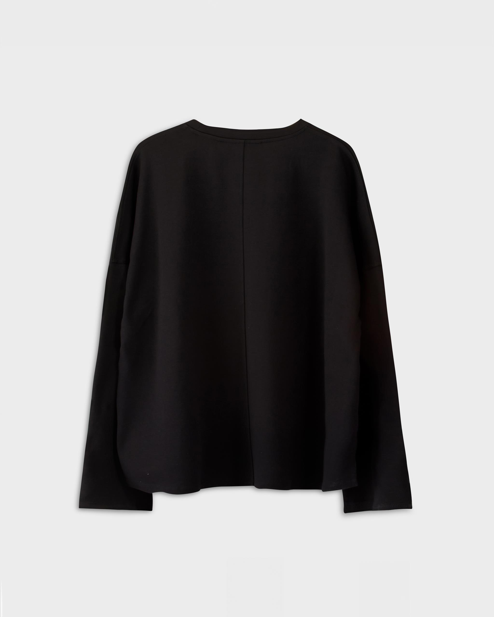 Boxy long sleeve t-shırt w Black, Textıle
