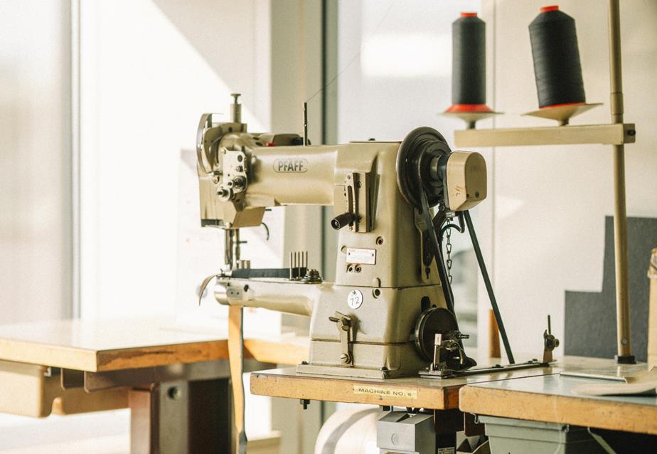 Sewing machine in sunlight at Vagabond’s design studio