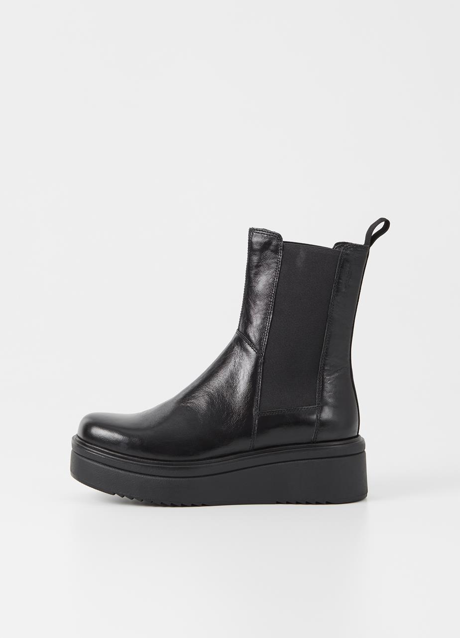 Tara boots Black crınkled patent leather