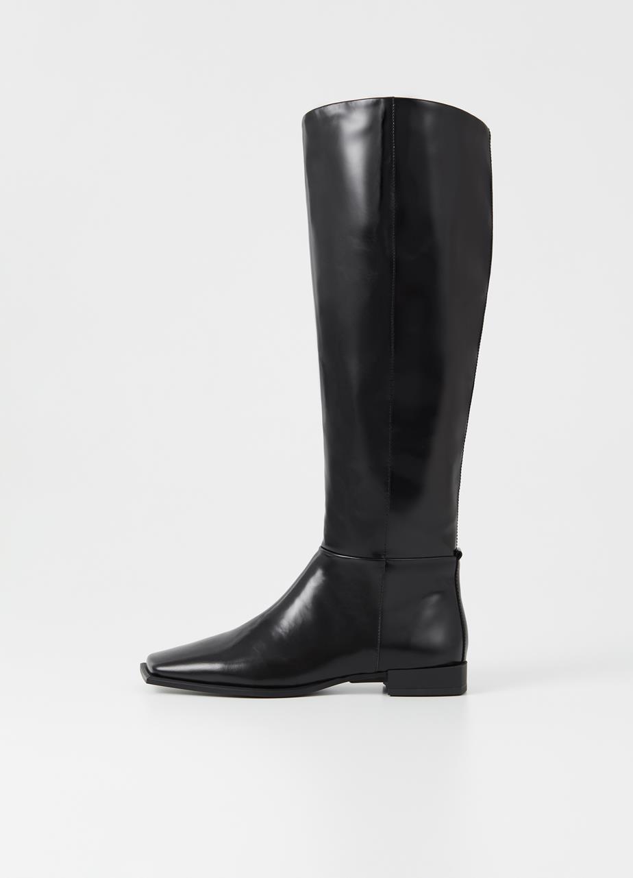 Salma tall boots Black polıshed leather