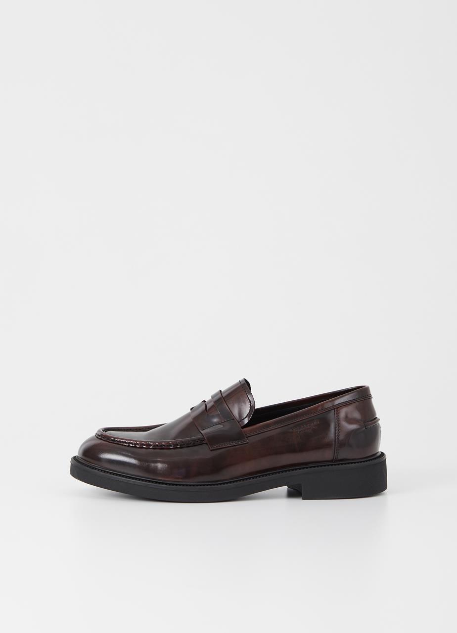 Alex m loafers ΣΚΟΎΡΟ ΚΌΚΚΙΝΟ ΓΥΑΛΙΣΜΕΝΟ ΔΕΡΜΑ