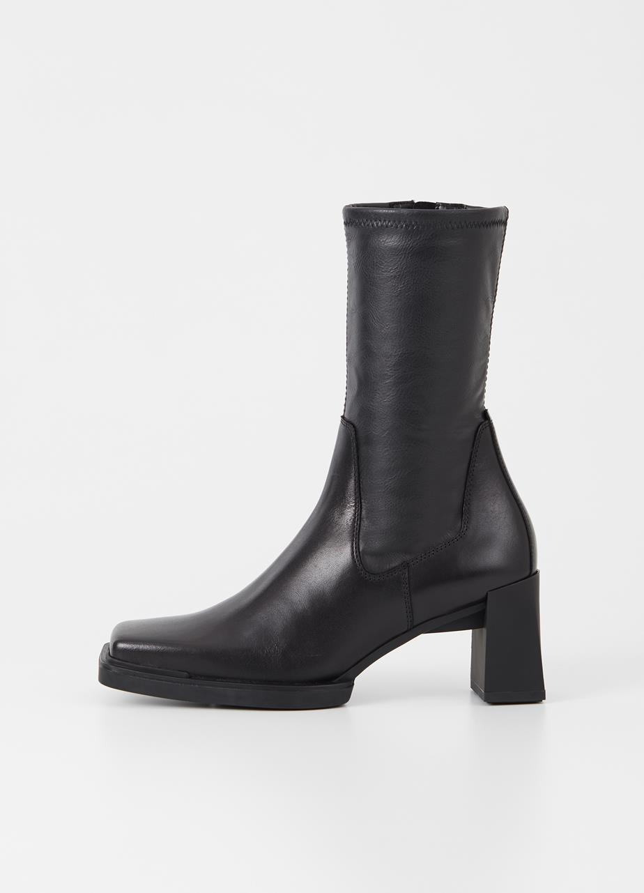Edwına boots Black leather/synthetıc stretch