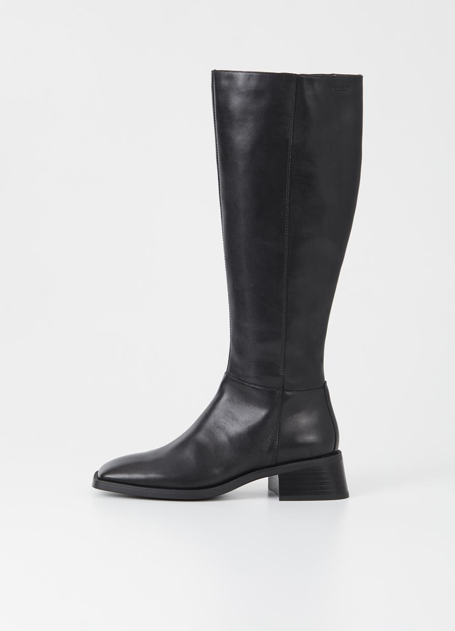 Blanca botas altas Negro cuero