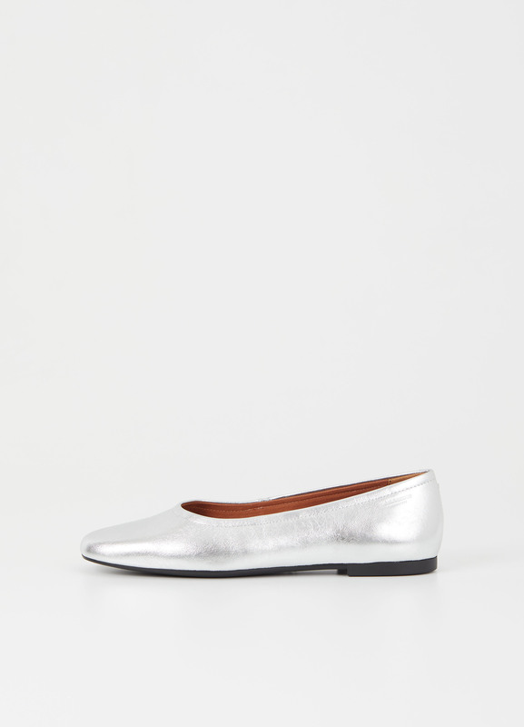 Jolin ballerines Argent, Cuir Métallique
