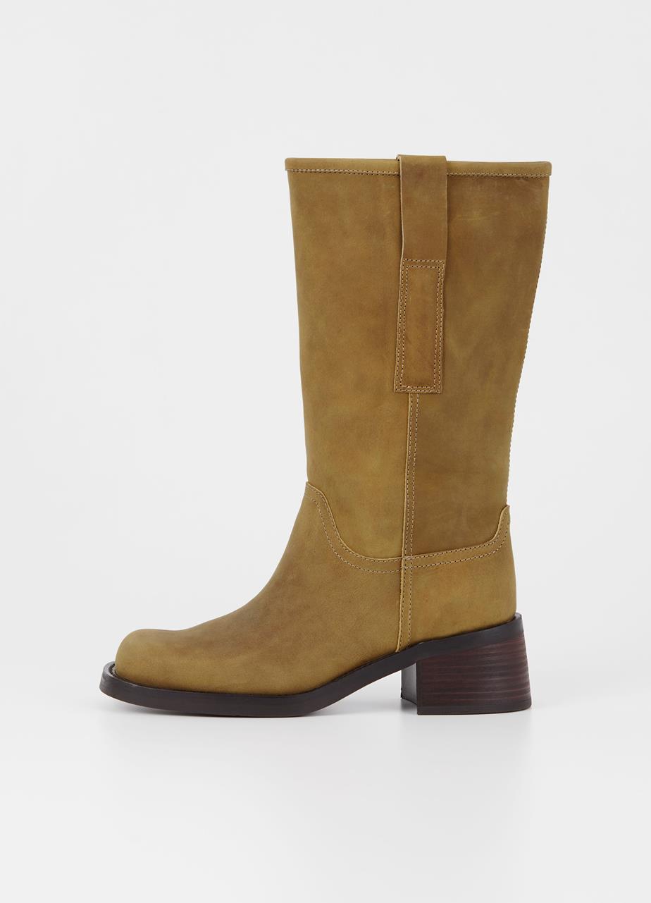 Nour bottes hautes Verte nubuck gras