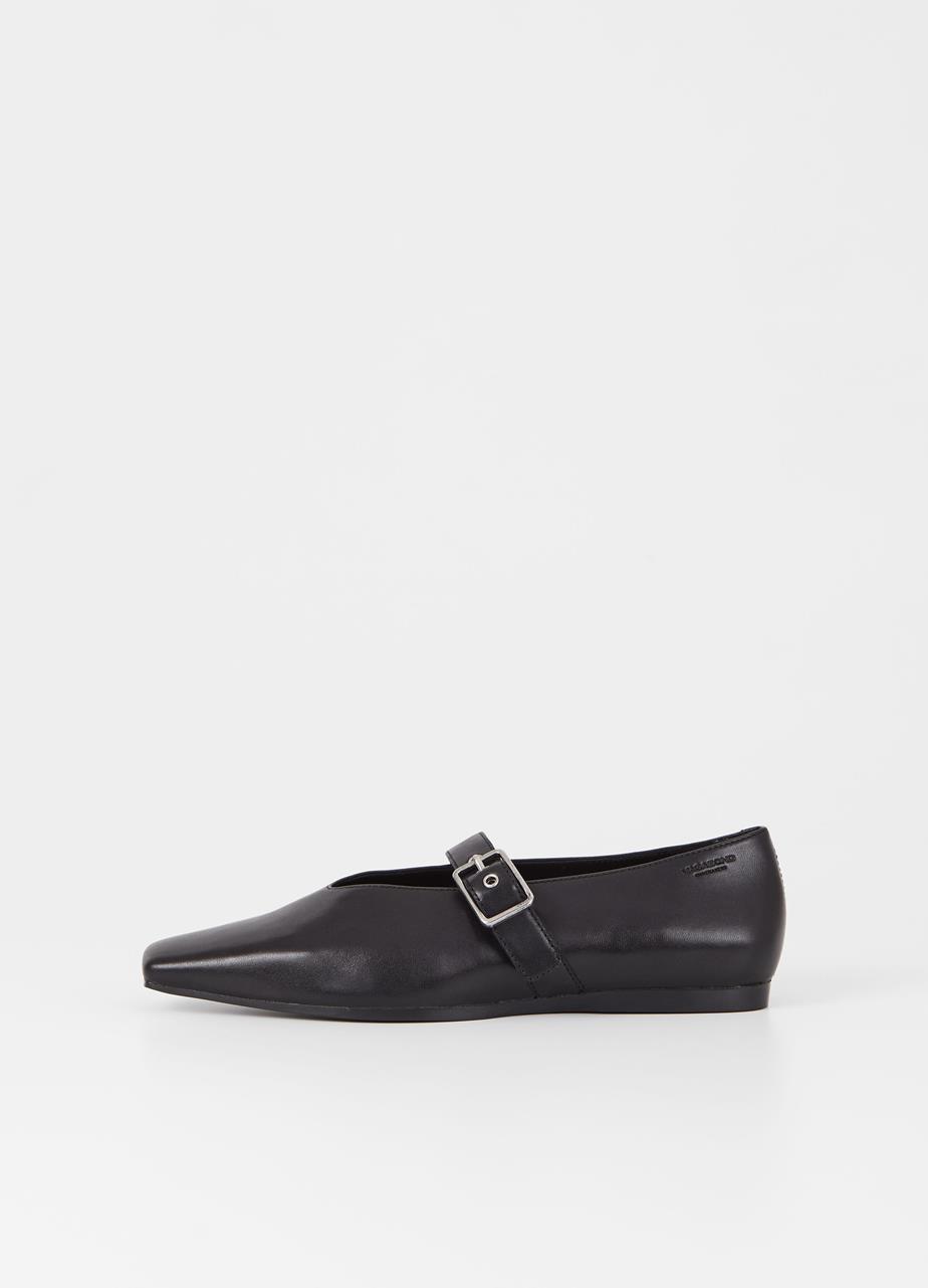 Wioletta ballerina's Zwart, Leer