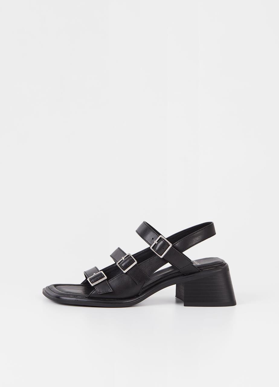 Ines sandalen Zwart leer