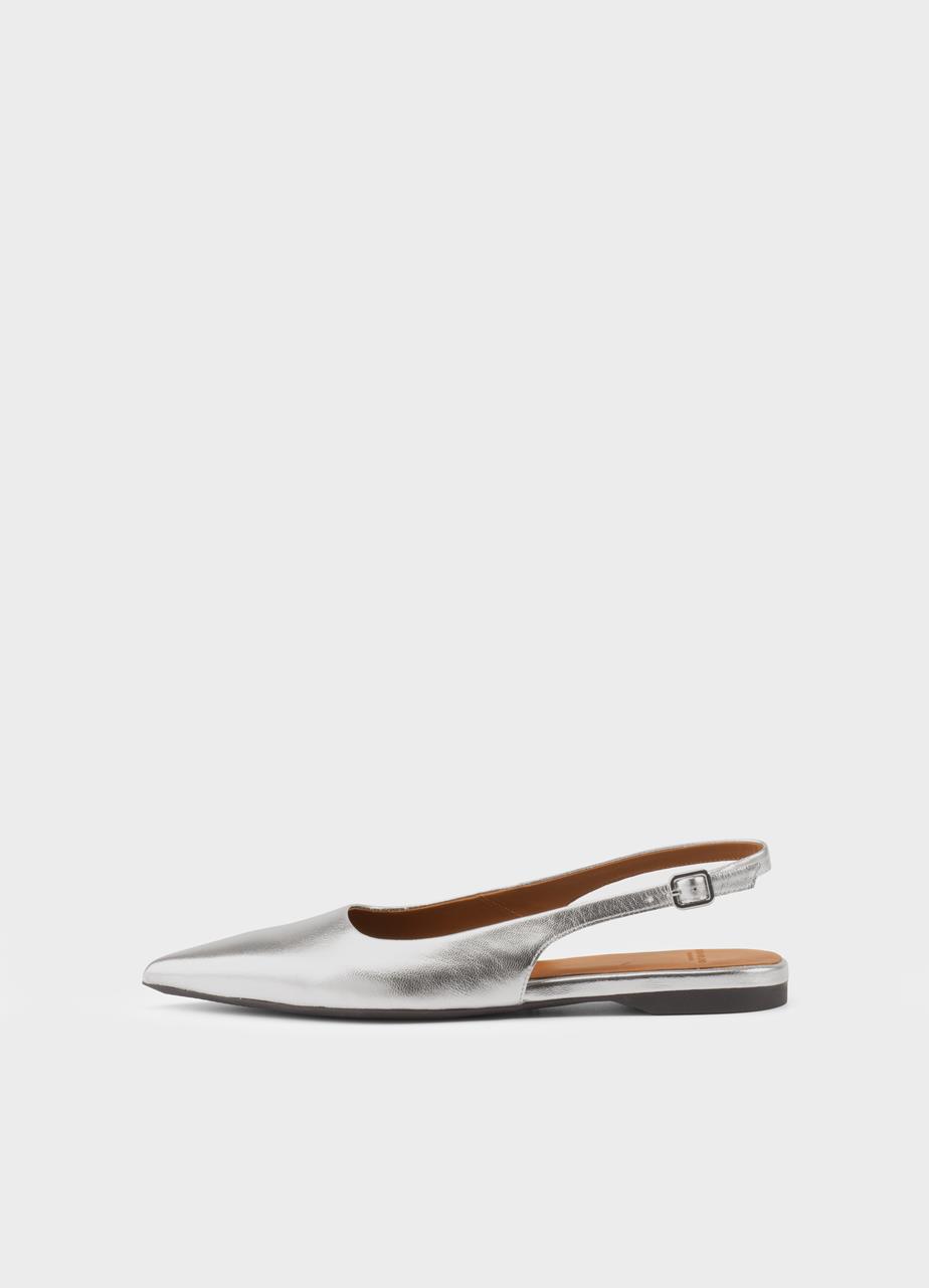 Hermine ballerina's ZILVER METALLIC LEER
