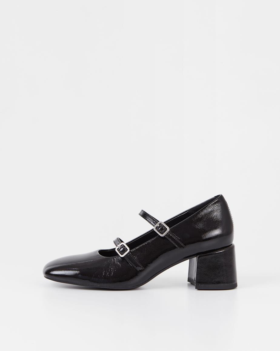 Adison pantofi cu toc Negru, Piele Lacuita