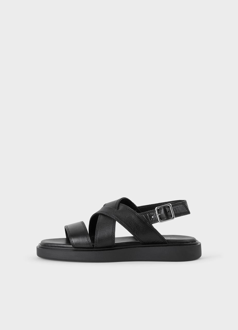 Connie sandalen ZWART LEER