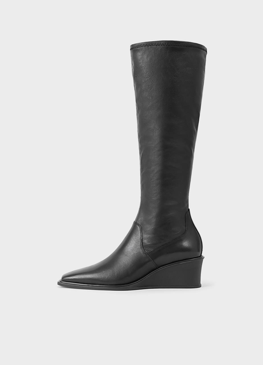 Aino tall boots Black leather/comb