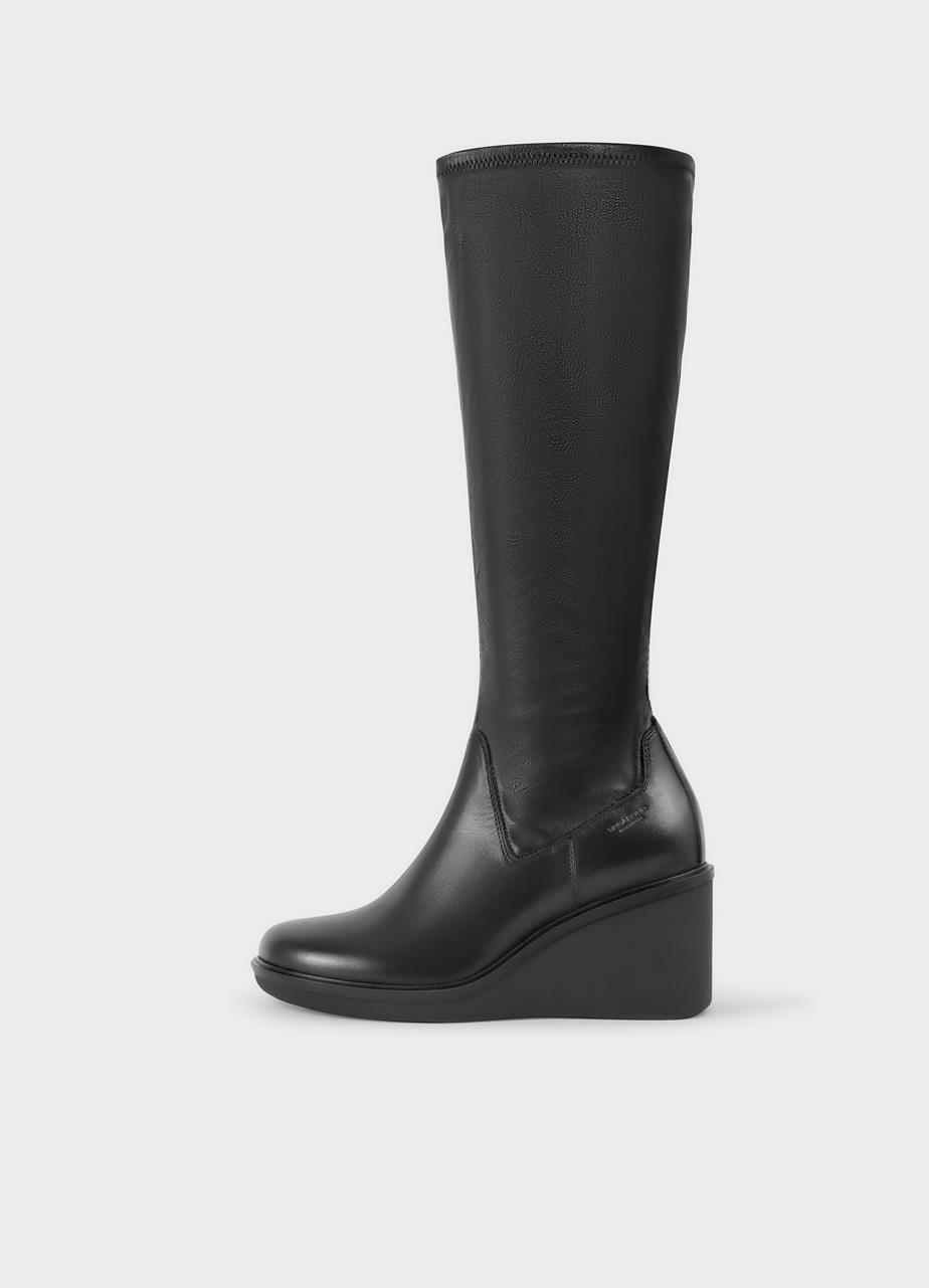 Deena tall boots Black leather/comb