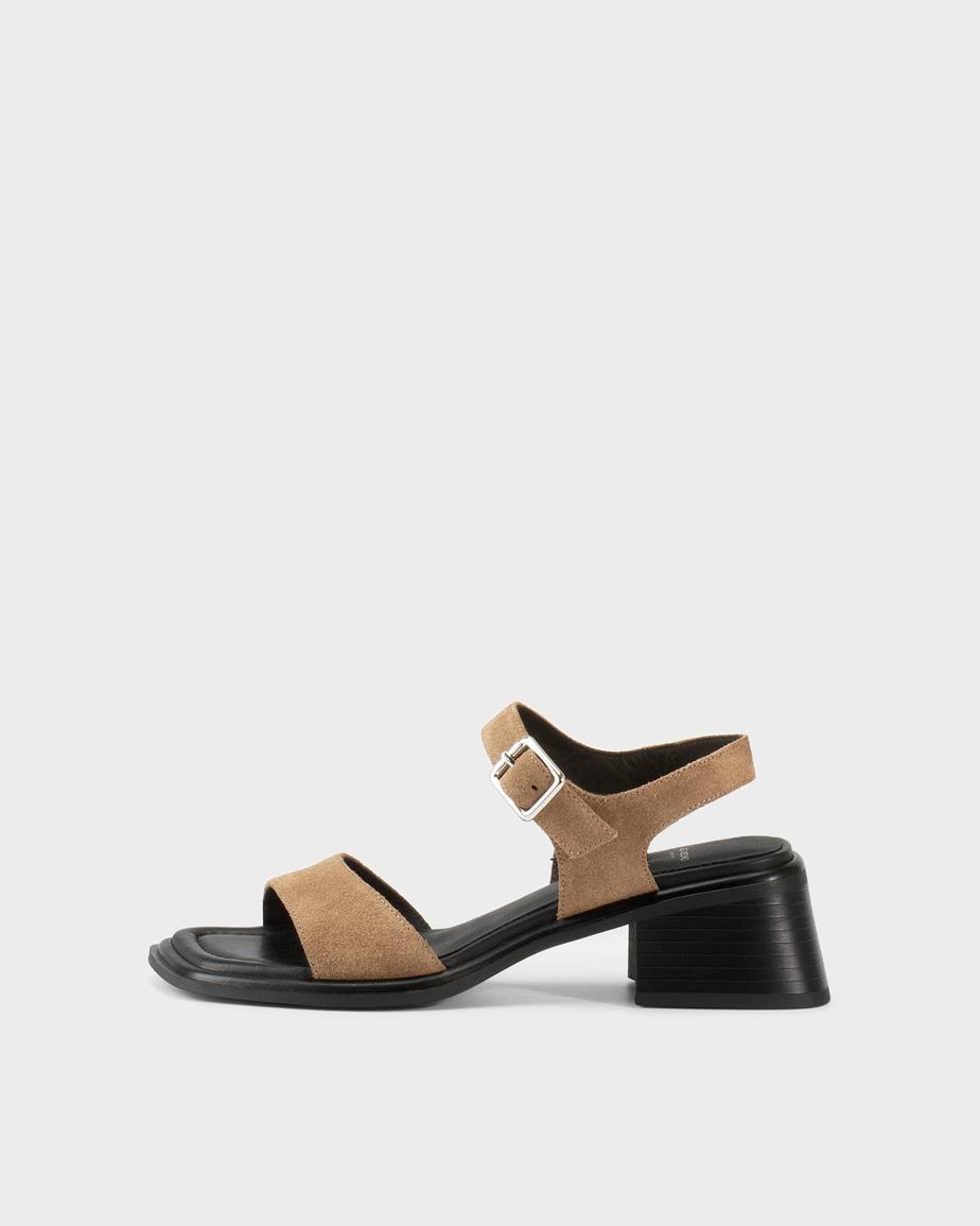 Ines sandaler med hæl Beige, Ruskind