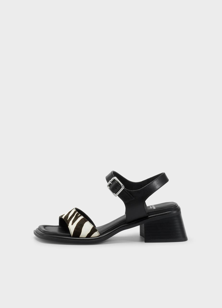 Ines sandalen Schwarzes hair-on-leather