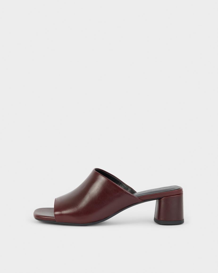 Piper mules Mörkrött, Skinn
