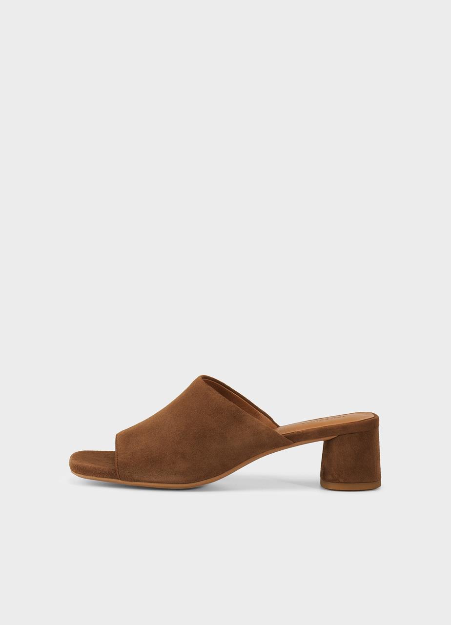 Piper mules Brun, Semsket Skinn