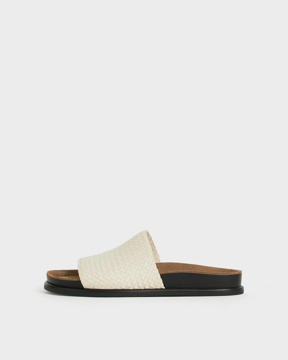 Effie sandaler Beige, Flätat Skinn