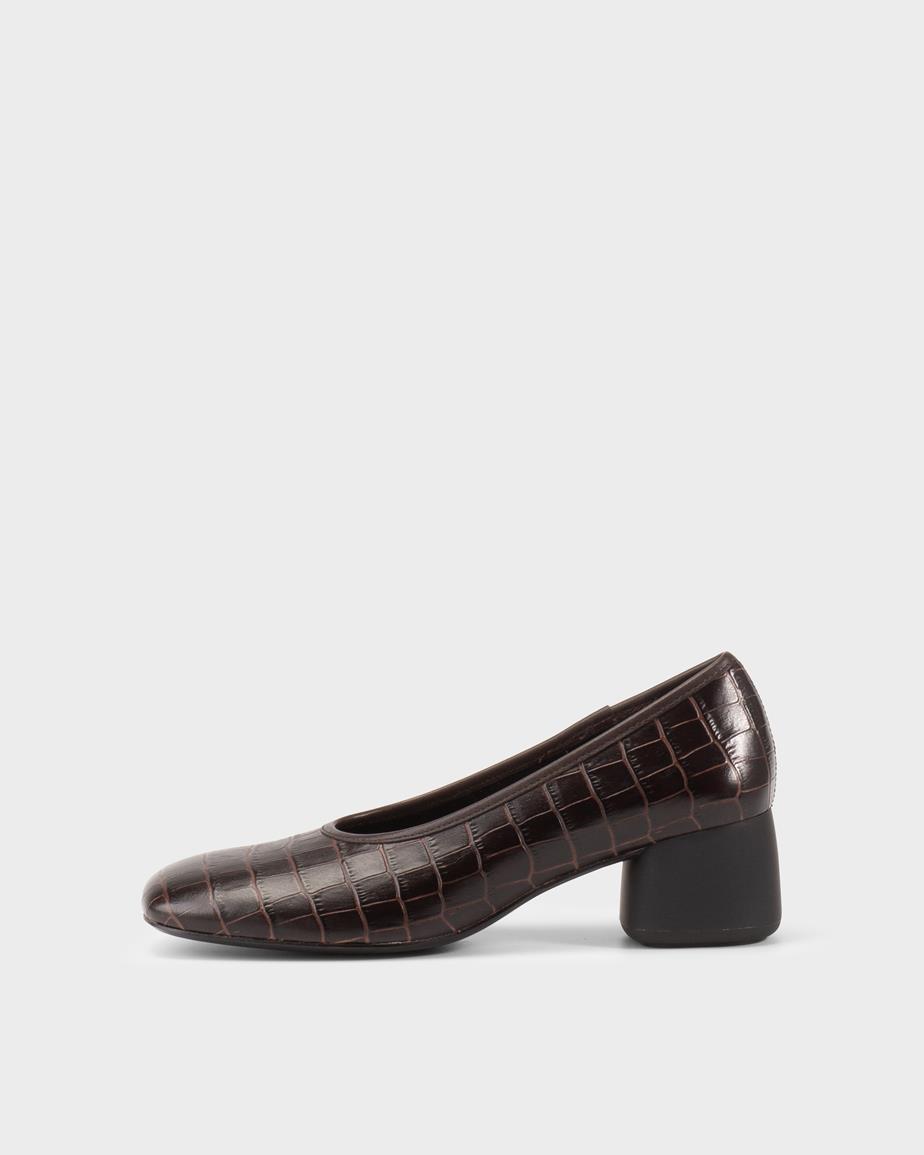 Livia pumps Brun, Preget Lær