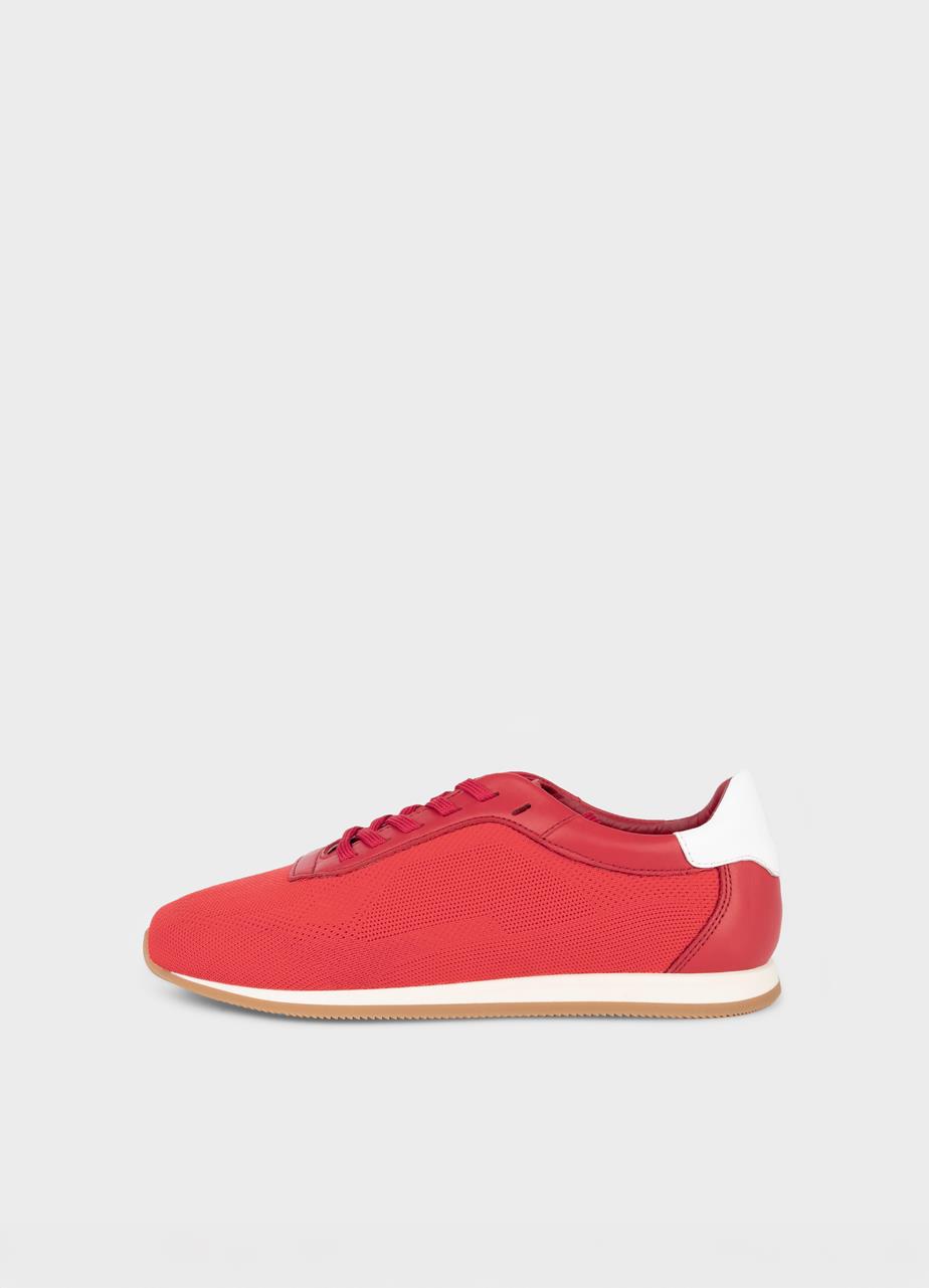 Yasmin baskets ROUGE CUIR/TEXTILE