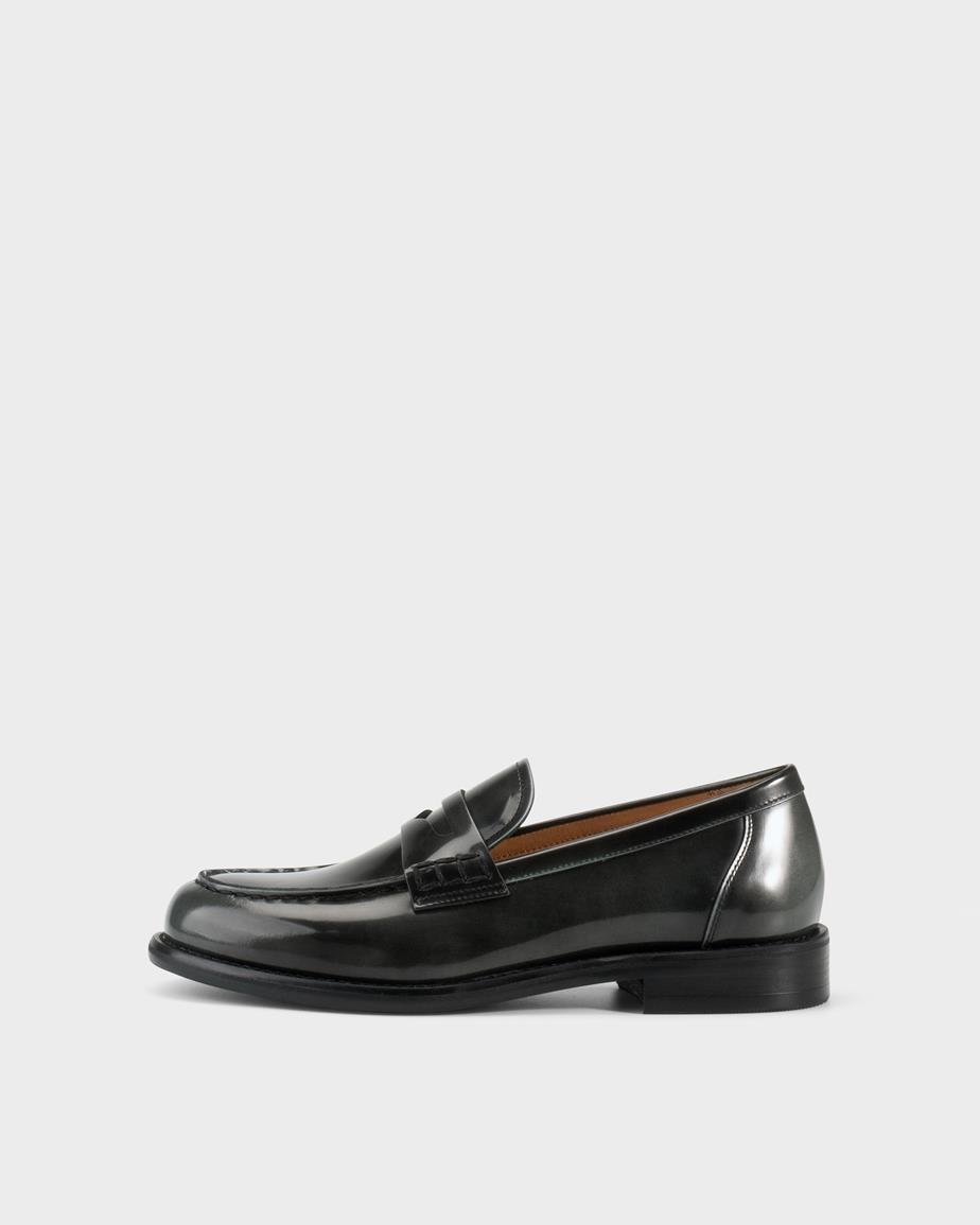 Linn loafers Tmavě Šedá, Leštená Kůže