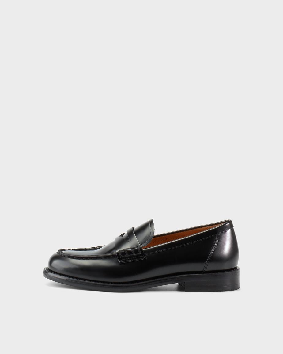 Linn mocassins Noir, Cuir Glacé