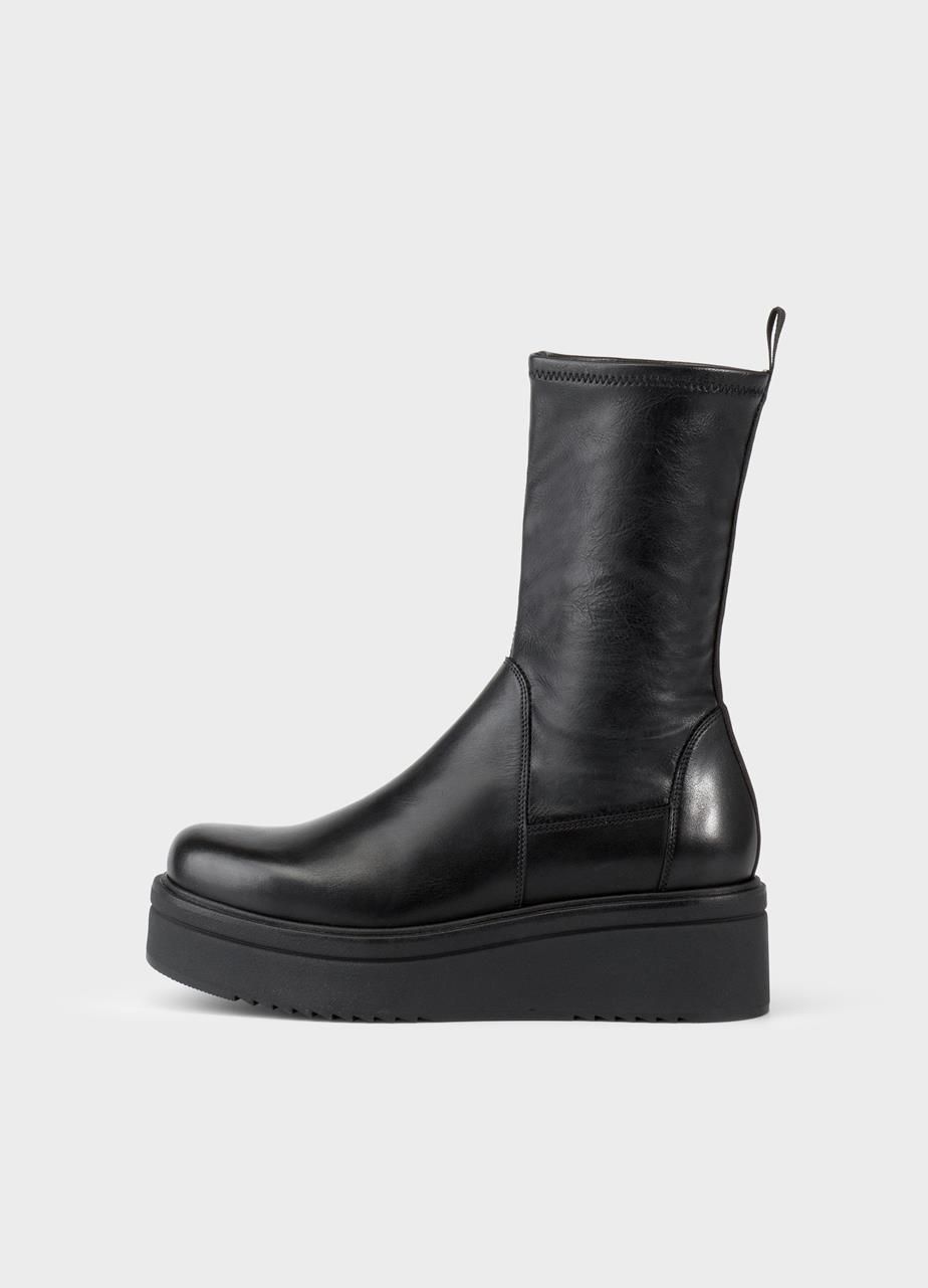 Tara stiefel SCHWARZES LEDER/KOMBINATION