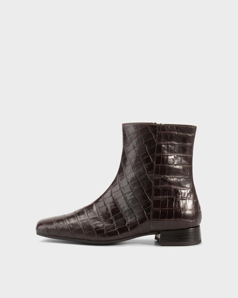 Mona stiefeletten Braunes, Geprägtes Leder