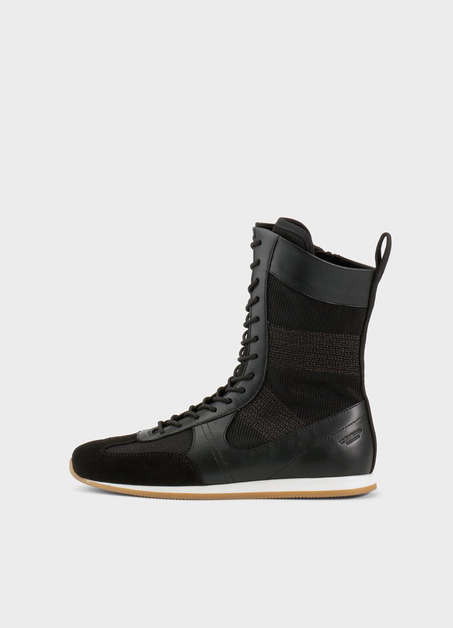 Yasmin stiefel SCHWARZES LEDER/KOMBINATION