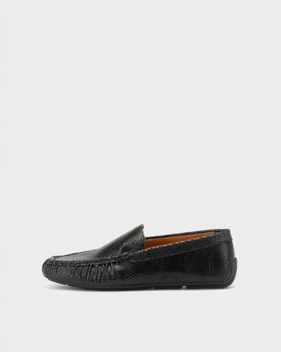 Mika loafers Black, Embossed Leather