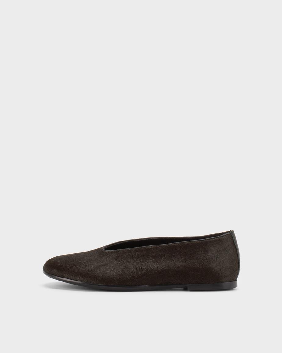 Aleya ballerina's Donkerbruin, Hair-On-Leather
