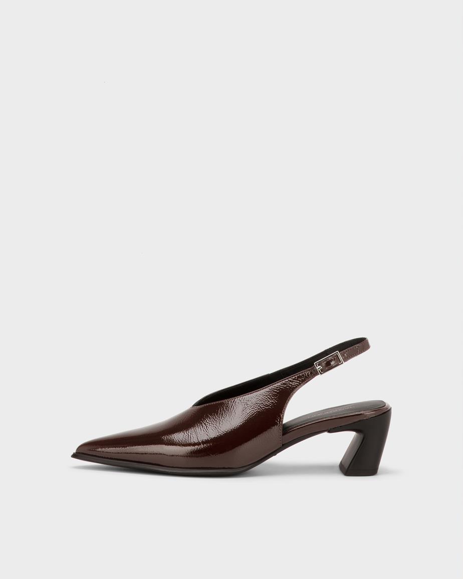 Ilona pumps Mörkbrun, Lackat Skinn