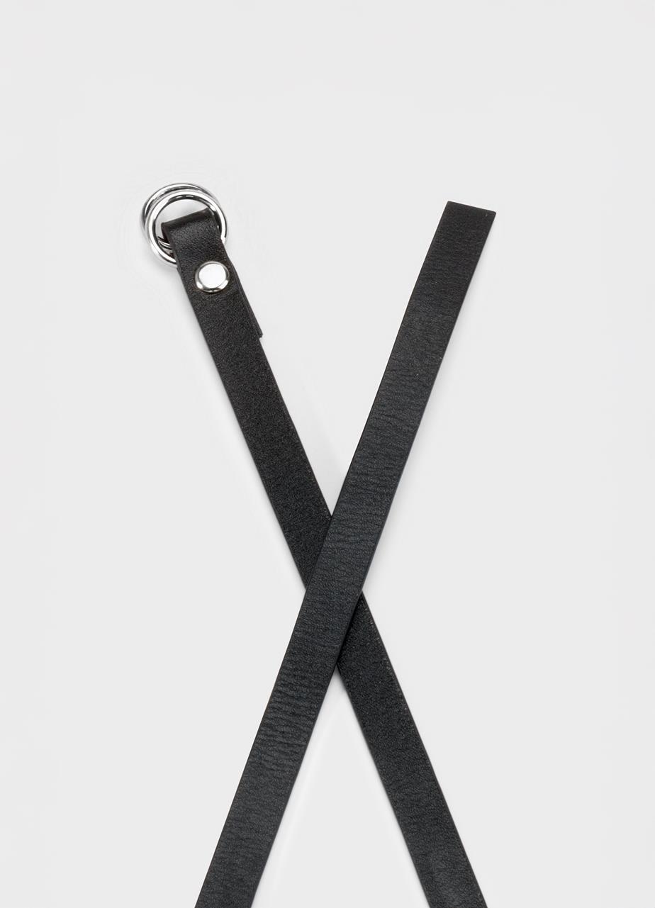 Double wrap d-ring belt BLACK LEATHER