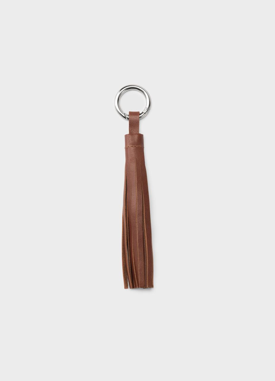 Tassel bag charm Ruskea, Nahka