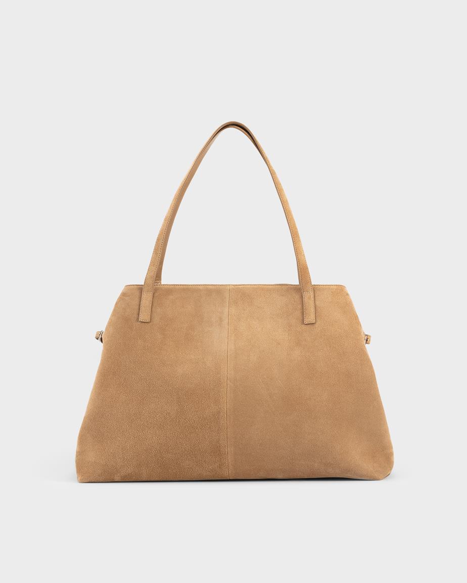 Cannes veske Beige, Semsket Skinn