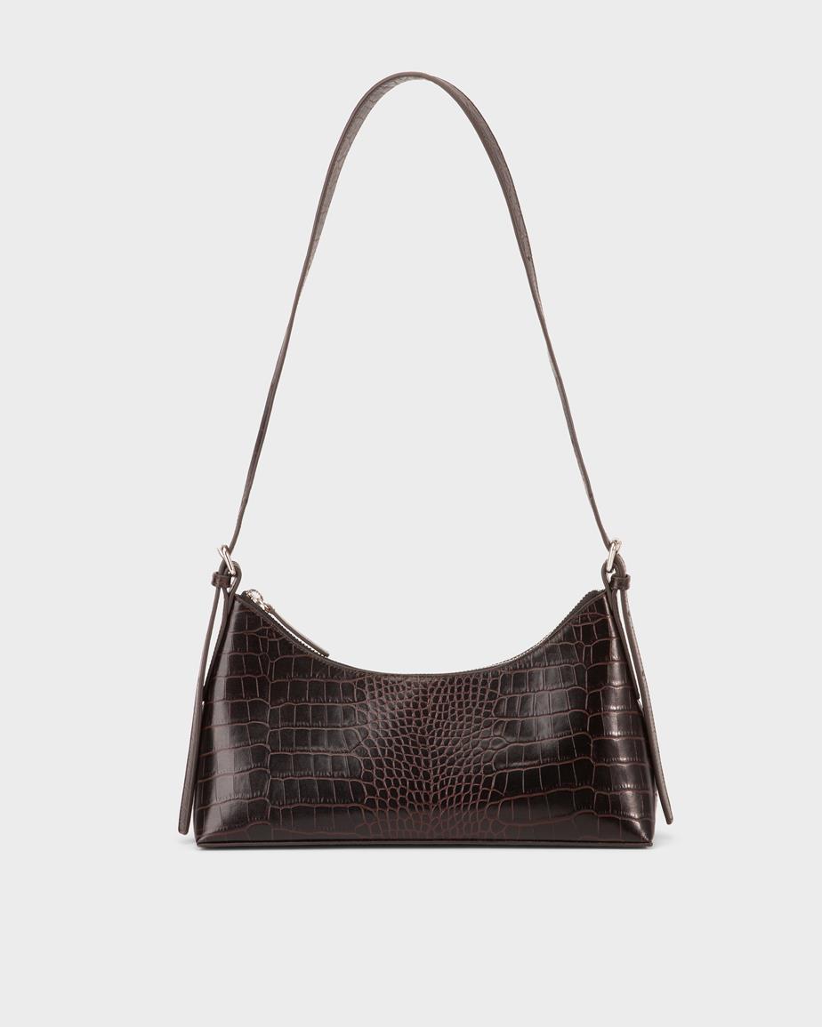 Bari mini borsa Marrone, Pelle Goffrata