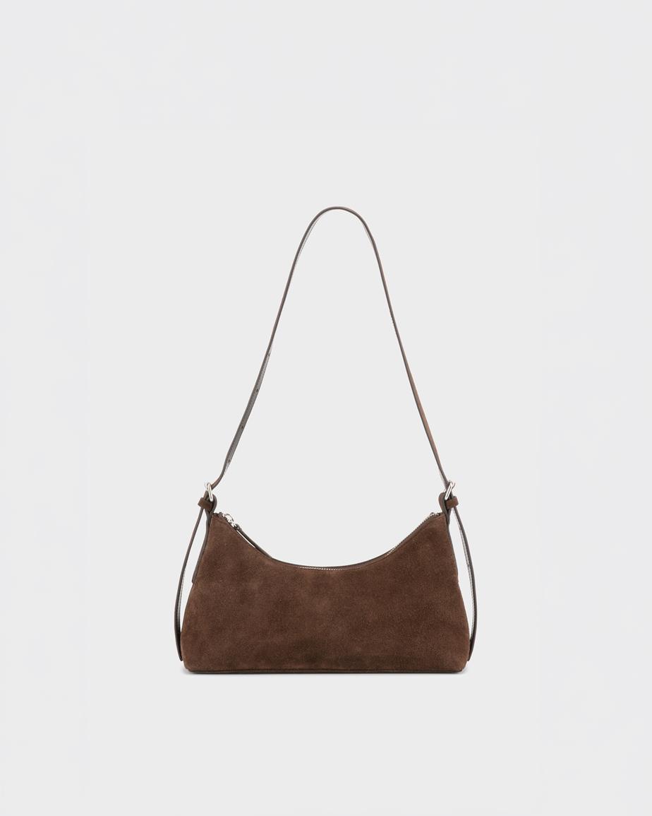 Bari mini borsa Marrone Scuro, Camoscio