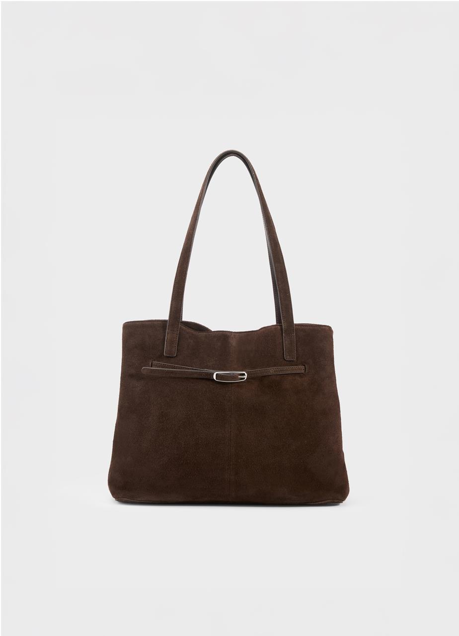 Cannes mid väska Mörkbrun, Mocka