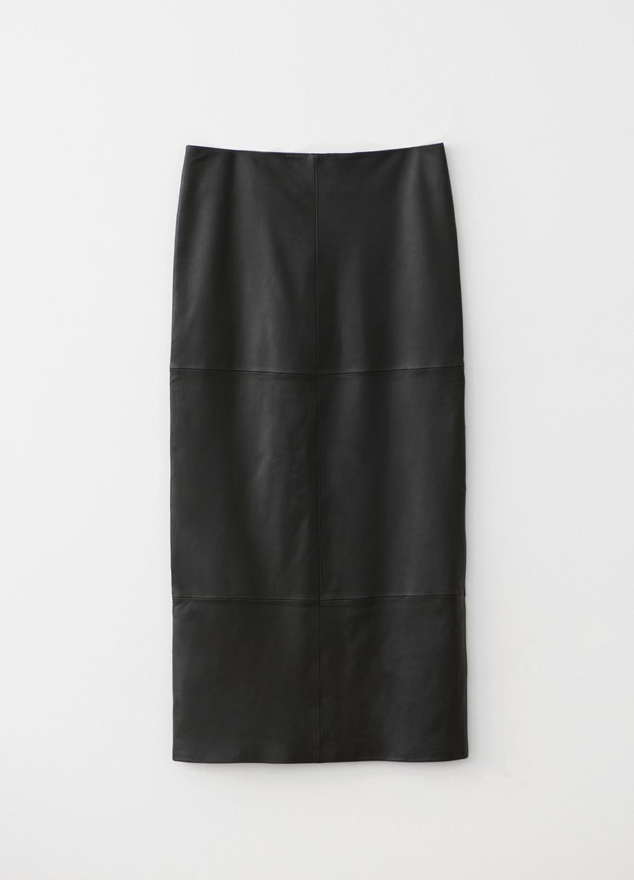 The maxi skirt Sort læder