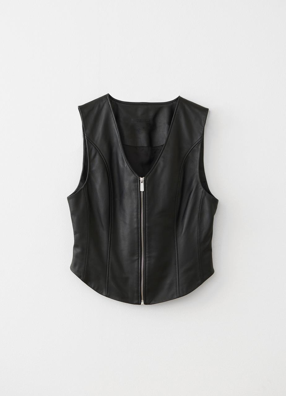 The vest ZWART LEER