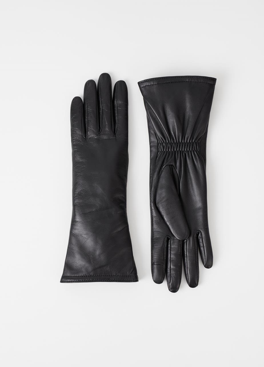 Long glove w Schwarzes leder