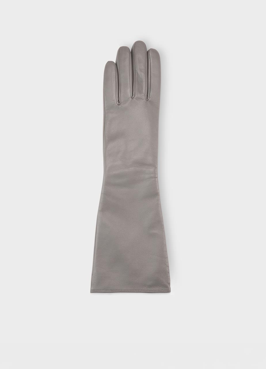 Extra long glove w GRIS CLAIR CUIR