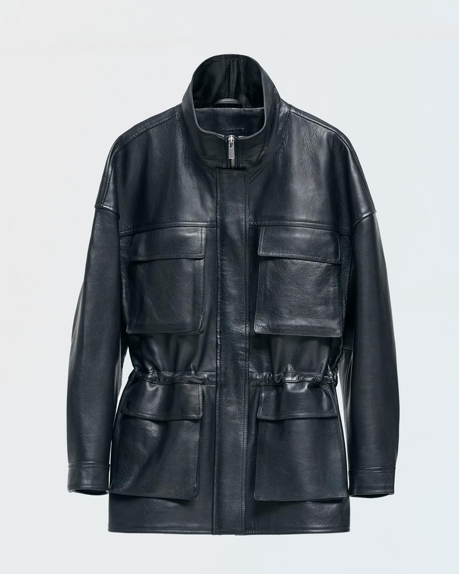 Utility leather jacket Noir, Cuir