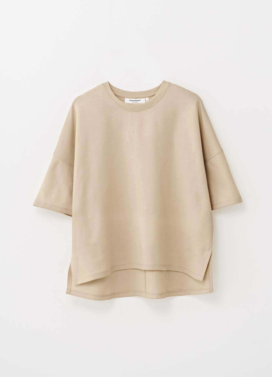 Boxy t-shirt w Beige tessuto