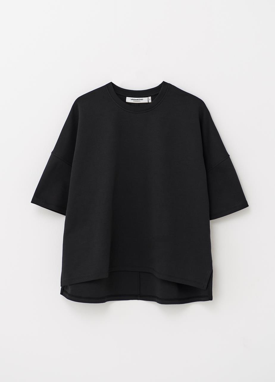 Boxy t-shirt Fekete textil