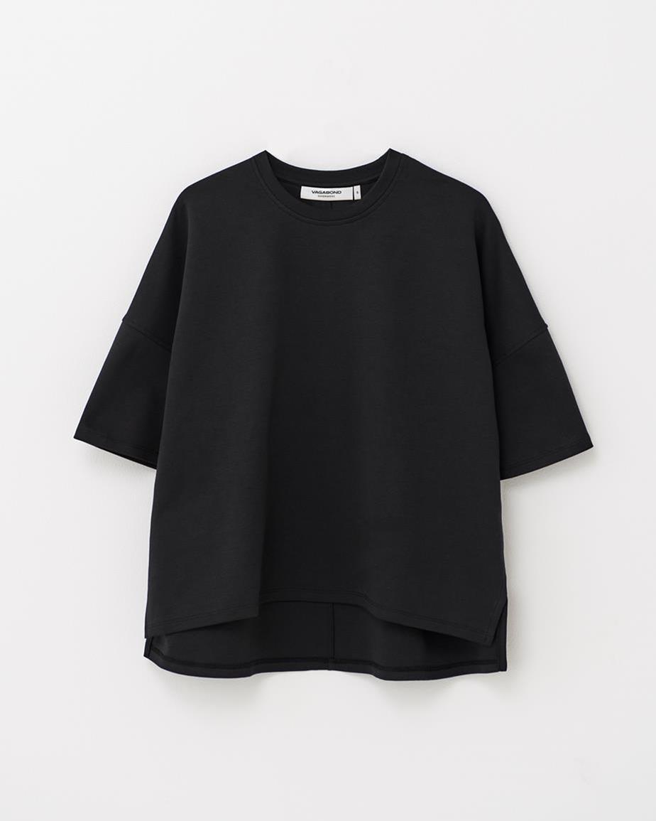 Boxy t-shirt w Black, Textile