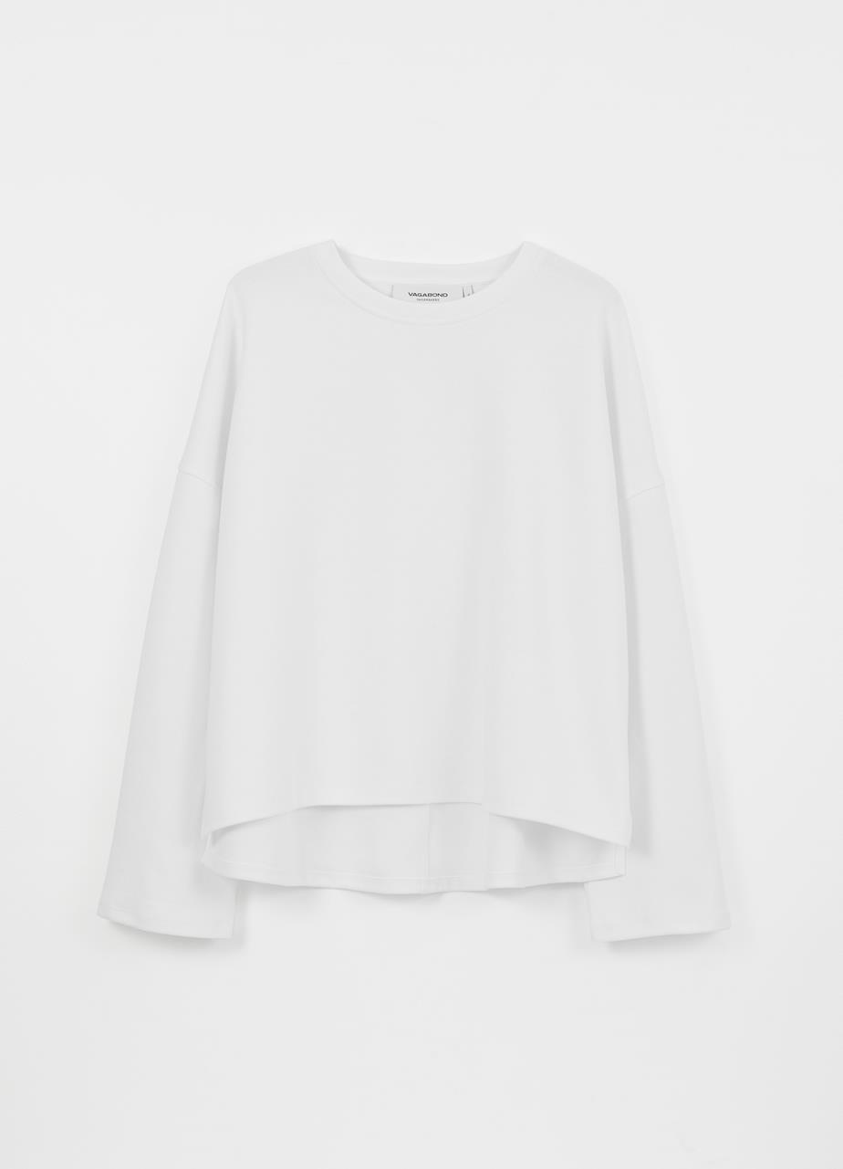 Boxy long sleeve t-shirt Bianco tessuto