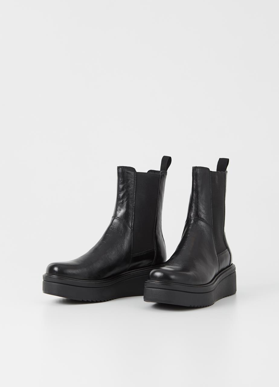 Tara boots Black crinkled patent leather