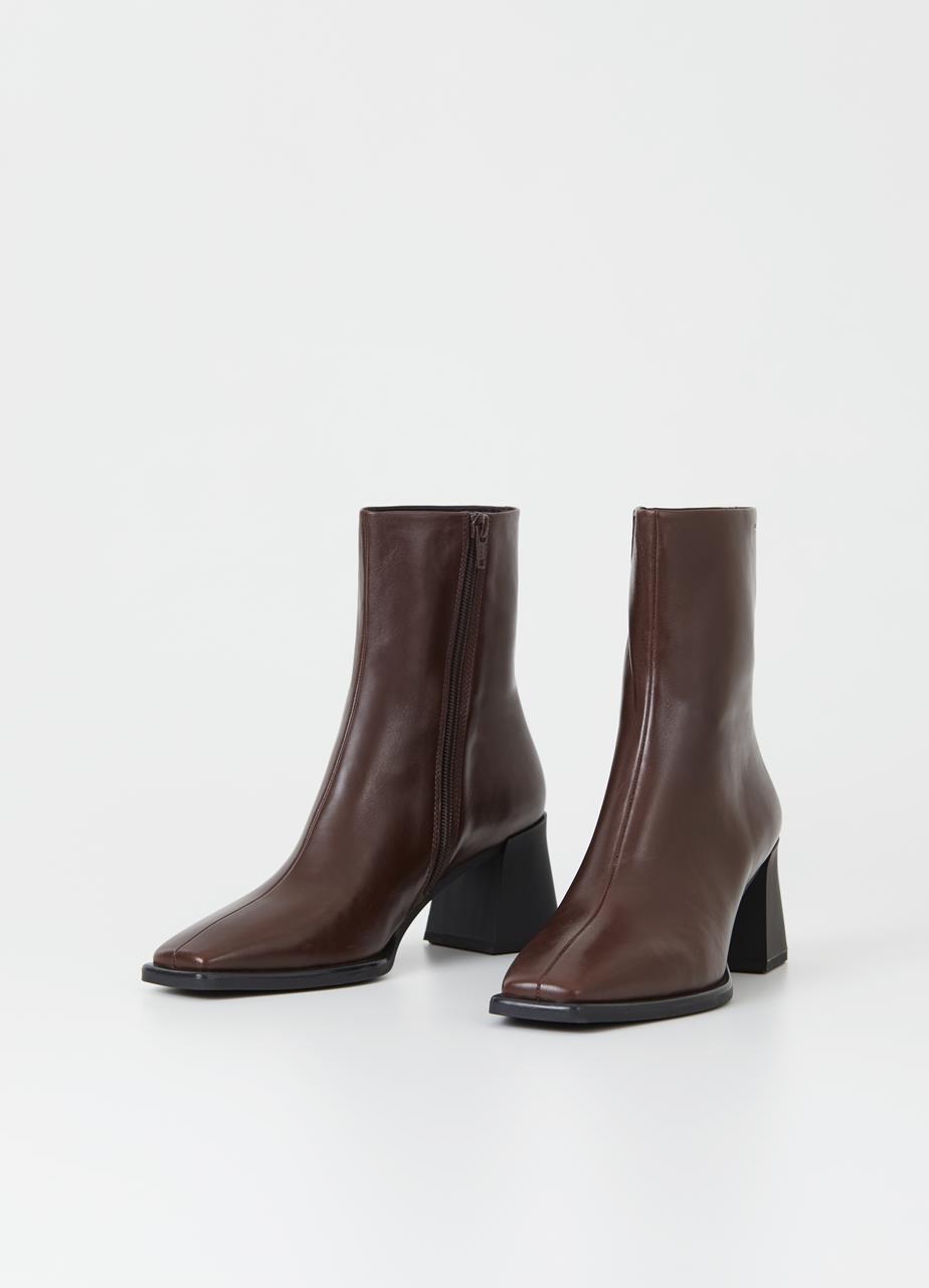 Hedda ankle boots Dark Brown, Leather